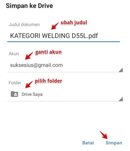 cara menyimpan file di google drive lewat android
