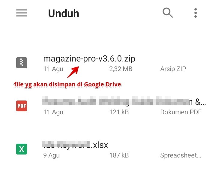 simpan file ke Google Drive di PC